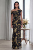 Dark Green Off the Shoulder Sheath Ruched Long Formal Dress with Back Zipper