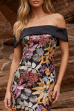 Sparkly Black Off the Shoulder Bodycon Cocktail Dress with Sequins