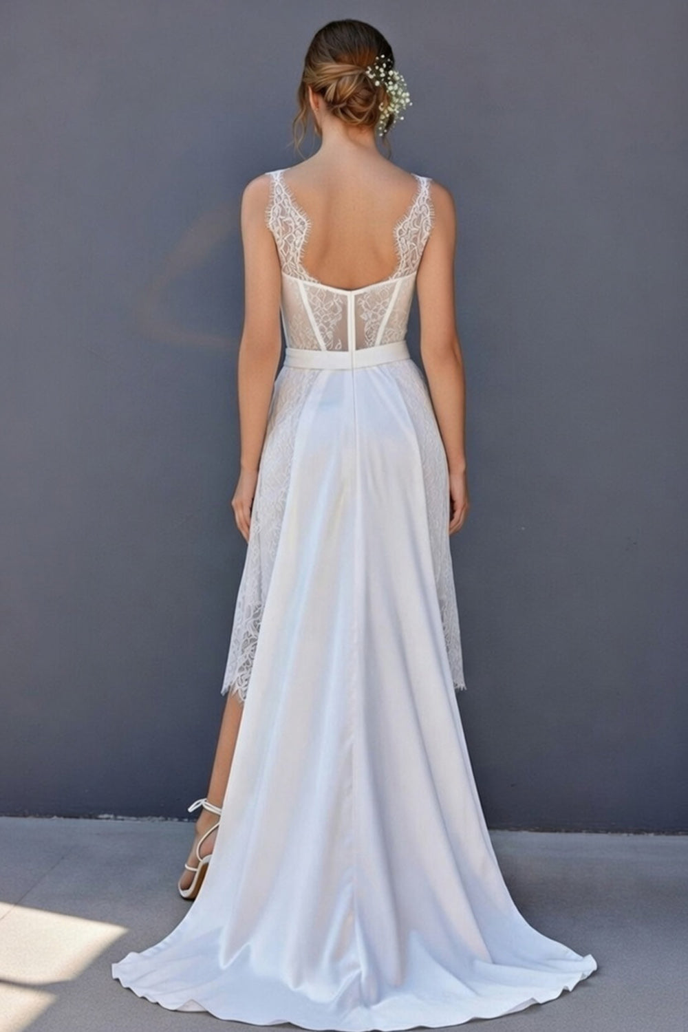 rehearsal dinner dress with cape Queendancer Women White Chiffon Floor Length Rehearsal Dinner Dress with Cape Spaghetti Straps Mermaid Wedding Reception Dress with Slit queendancer