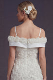 Bodycon White Cold Shoulder Short Wedding Dress with 3D Flowers