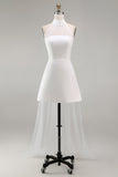 A-Line Halter Neck Little White Dress with Sleeveless