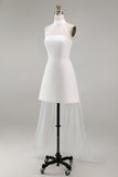 A-Line Halter Neck Little White Dress with Sleeveless