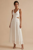 A-Line Cut Out V-Neck Long Bridal Shower Dress
