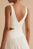 A-Line Cut Out V-Neck Long Bridal Shower Dress