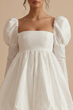 A-Line Square Neck Long Sleeves Graduation Dress
