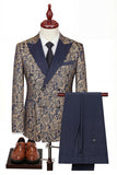 Black Double Breasted Peaked Lapel 3-Piece Men's Suits