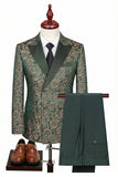 Black Double Breasted Peaked Lapel 3-Piece Men's Suits