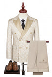 Black Double Breasted Peaked Lapel 3-Piece Men's Suits