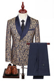 Black Double Breasted Shawl Lapel 3-Piece Men's Suits