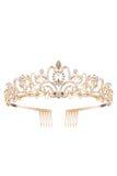 Golden White Crystal Prom Queen Pageant Crown Tiara
