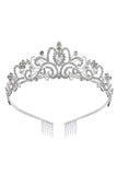 Golden White Crystal Prom Queen Pageant Crown Tiara