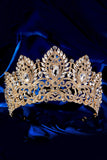 Luxury Crystal Prom Queen Pageant Golden Crown Tiara