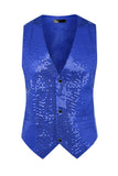 Sparkly Black Single Breasted V-Neck Men's Suit Vest with Sequins