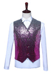 Sparkly Blue Single Breasted V-Neck Sequin Men's Suit Vest
