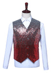 Sparkly Blue Single Breasted V-Neck Sequin Men's Suit Vest