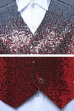 Sparkly Blue Single Breasted V-Neck Sequin Men's Suit Vest