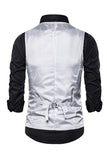 Black V-Neck Single Breasted Sequins Men's Suit Vest