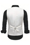 Black V-Neck Single Breasted Sequins Men's Suit Vest