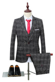 Black Plaid Notched Lapel One Button 3-Piece Men's Formal Suits