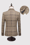 Black Plaid Notched Lapel One Button 3-Piece Men's Formal Suits