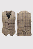 Black Plaid Notched Lapel One Button 3-Piece Men's Formal Suits