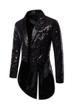 Black Sequin Peaked Lapel Double Breasted Men's Tuxedo Tailcoat