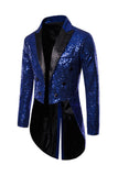 Black Sequin Peaked Lapel Double Breasted Men's Tuxedo Tailcoat