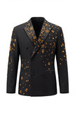 Sparkly Black Beaded Peaked Lapel Double Breasted 2-piece Men's Prom Suits