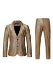 Black Metallic Grid Single Breasted Notched Lapel 2-Piece Men's Prom Suits