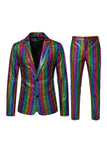 Black Metallic Grid Single Breasted Notched Lapel 2-Piece Men's Prom Suits