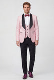 Light Pink Shawl Lapel One Button 3-Piece Men's Wedding Suits