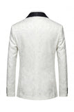 Black Jacquard Shawl Lapel Single Breasted Men's Blazer with Bowtie