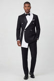Black 2 Piece One Button Notch Lapel Men's Prom Suits