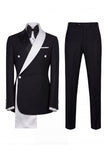 Black 2 Piece One Button Notch Lapel Men's Prom Suits