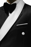 Black 2 Piece One Button Notch Lapel Men's Prom Suits