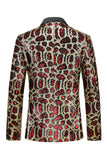 Sparkly Burgundy Leopard Sequin Peak Lapel Single Breasted Men' Blazer