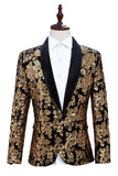 Sparkly Black Sequin Shawl Lapel Single Breasted Men' Blazer