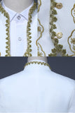 Baroque-Style Black Floral Embroidered Stand-Collar Men's 3-Piece Suit