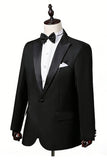 2 Piece Black One Button Peak Lapel Men's Prom Suits