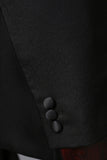2 Piece Black One Button Peak Lapel Men's Prom Suits