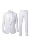 2 Piece Black One Button Peak Lapel Men's Prom Suits