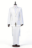 2 Piece Black One Button Peak Lapel Men's Prom Suits