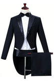 Black Golden One Button 2 Piece Peak Lapel Men's Suits