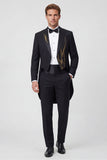 Black Golden One Button 2 Piece Peak Lapel Men's Suits