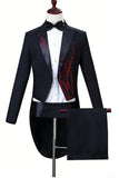 Black Golden One Button 2 Piece Peak Lapel Men's Suits