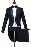 Black Golden One Button 2 Piece Peak Lapel Men's Suits