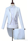 Black Golden One Button 2 Piece Peak Lapel Men's Suits