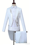 Black Golden One Button 2 Piece Peak Lapel Men's Suits