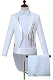 Black Golden One Button 2 Piece Peak Lapel Men's Suits