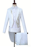 Black Golden One Button 2 Piece Peak Lapel Men's Suits